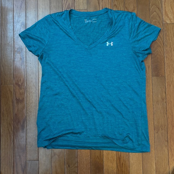 Under Armour Women's teal V-Neck Tee - Picture 2 of 4